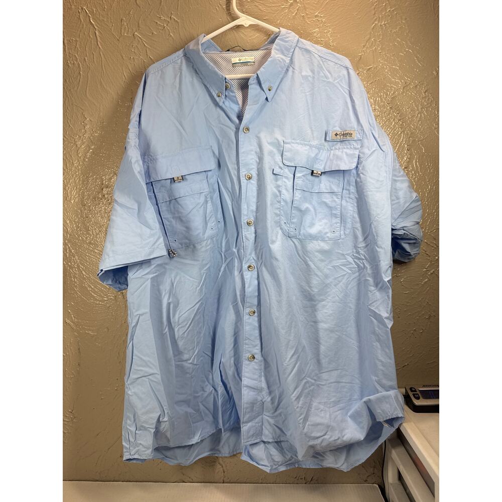 Columbia PFG Shirt Men's Sky Blue Bahama Short Sleeve Fishing Omni-Shade 4XL‎